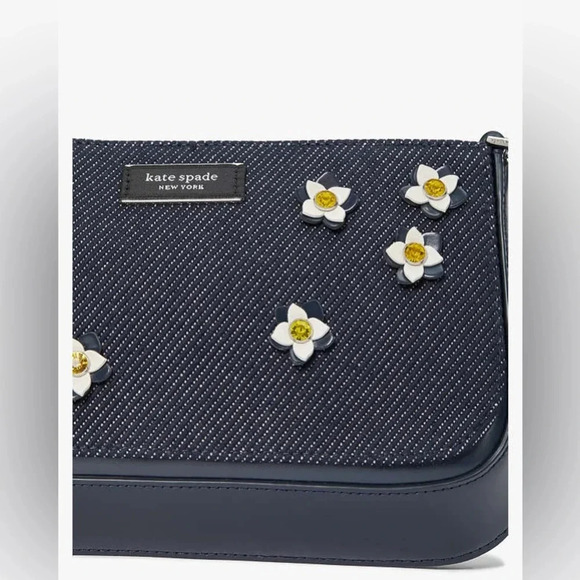 Sam Icon Floral Embellished Denim Mini Pochette - Picture 6 of 14